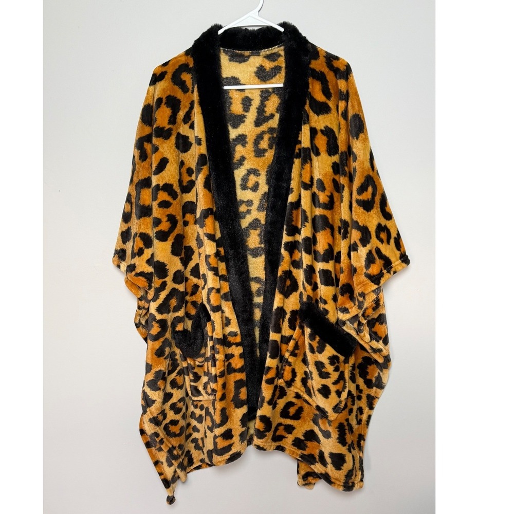 Charter Club Leopard Print Cozy Plush Wrap Cape 50x70 One Size